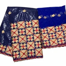 Королевский синий бассейна riche getzner хлопок вышитые Индии Базен ткань африканский кружево с камни 5+ 2 ярдов/партия