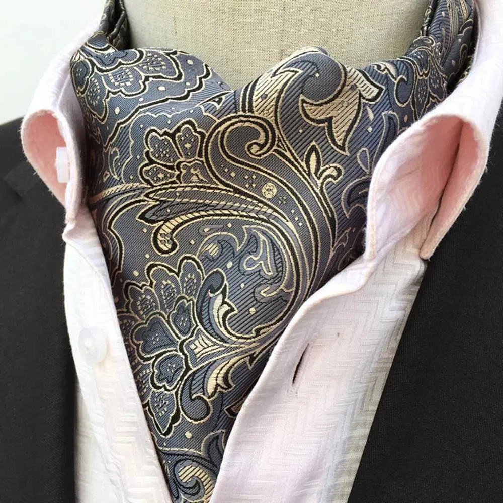Мужские галстуки с цветочным узором и узором «пейсли», длинные галстуки Ascot, вечерние галстуки в деловом стиле, BWTHZ0514 - Цвет: LJC-08
