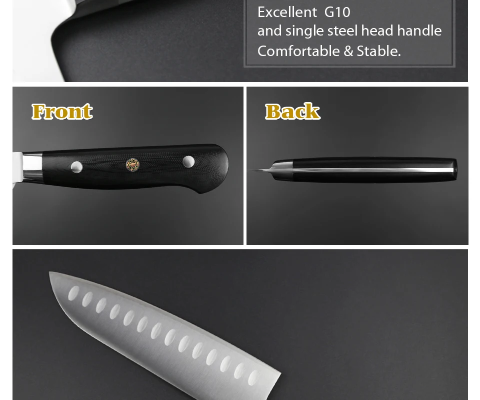 XINZUO 7 ''дюймовый нож Santoku 3 слоя 440C ядро Плакированные Стальные Кухонные ножи дело с мясом фрукты овощи с G10 Ручка
