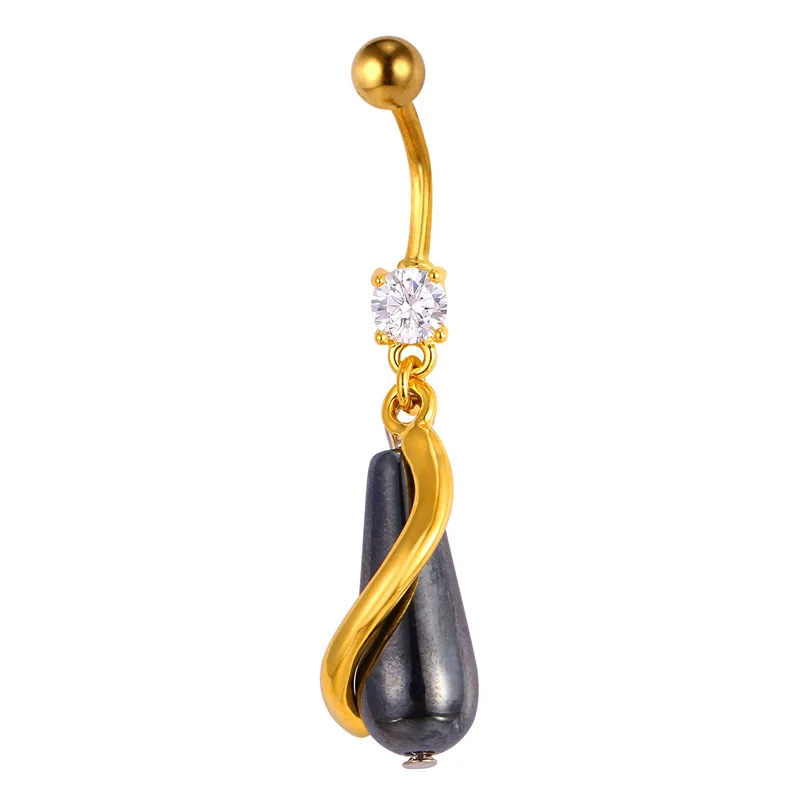 Body Jewelry Crystal Black Simulated Pearl Bullet Gold/Silver Color Navel Piercing Women Belly Button Ring DB353 | Украшения и