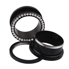 2 шт Полный Кристалл вставки уха тоннеля из нержавеющей стали пробки и датчики моды пирсинг расширитель в ухо Размер 3 мм-20 мм