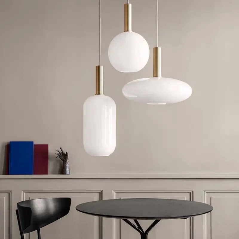 

Modern White Glass Body Parlor Led Pendant Lights Restaurant Hanglamp Office Coffee Shop Pendant Lamp Loft Hanging Light Fixture