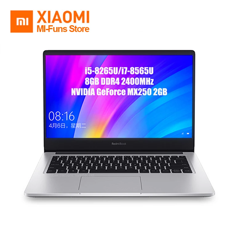 Оригинальный ноутбук Xiaomi Redmibook 14 дюймов Intel Core i5-8265U/i7-8565U 8 Гб DDR4 2400 память для компьютера NVIDIA GeForce MX250