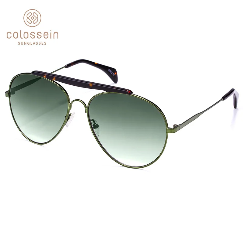 

COLOSSEIN Pilot Sunglasses for Women Vintage Coating UV400 Gradient Glasses Light Metal Alloy Acetate Eyewear Sun Glasses Men
