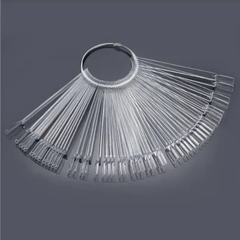 

1500set/lot 50 Tips Fan-Shaped Nail Art Display Fan with Ring Handle Chart for Polish Gel fan Display Tool XF0028