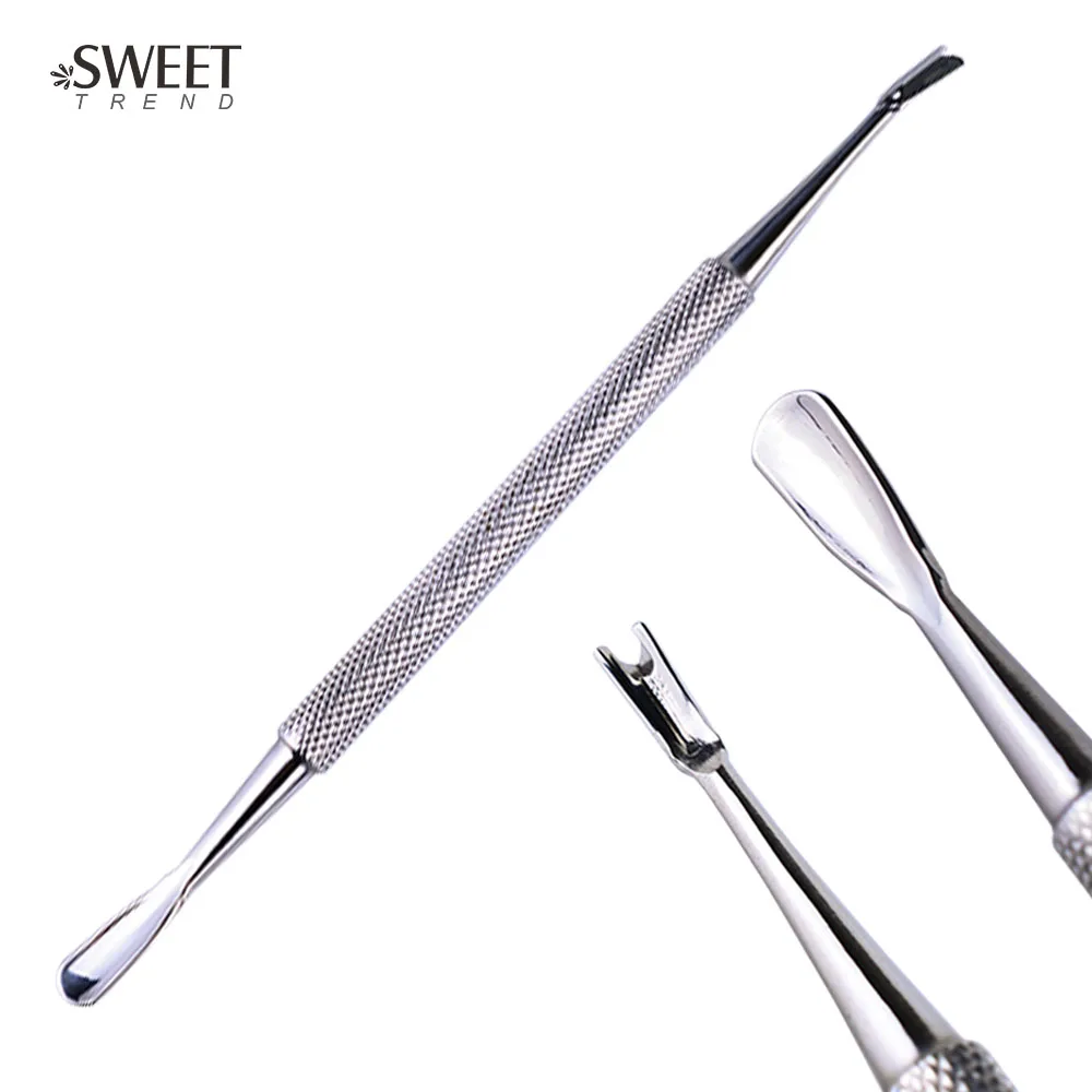 

1pc Stainless Steel Essential Cuticle 2 Way Spoon Pusher Finger Dead Skin Cuticle Remover Nail Art Tools Beauty Manicure LA5