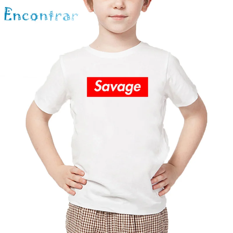 21 Детская футболка с принтом «Savage Music Raper» модная детская футболка в стиле хип-хоп для мальчиков и девочек, летние белые топы HKP4147 - Цвет: white-A