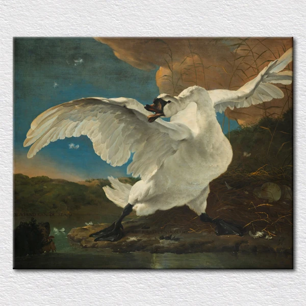 

Canvas prints art white birds painting from oil painting jan asselijn to hang on bedding room or sofa wall free shipping