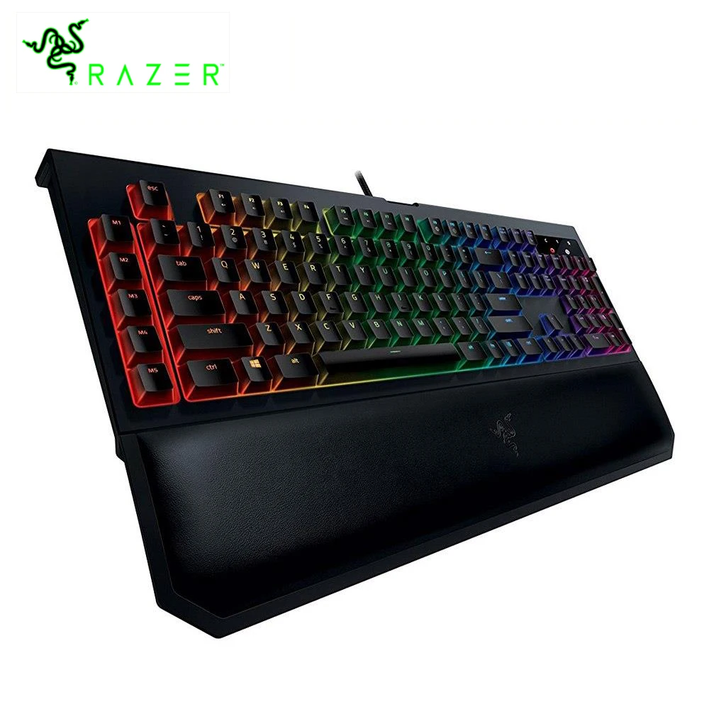 

Razer RGB Wired Mechanical Keyboard Wrist Rest Tactile & Silent Orange Switches 109 Keys gaming keyboard BlackWidow Chroma V2