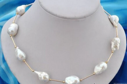 

Jewelr 004322 18"22mm baroque white reborn keshi pearl necklace