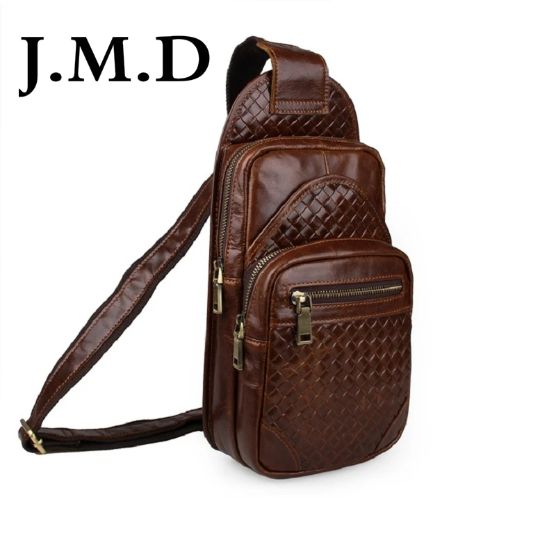 

J.M.D 2017 New Arrival 100% Genuine Leather Embossing Vintage Funny Pack For Men Chest Pack Shoulder Messenger Bag Handbag 7250