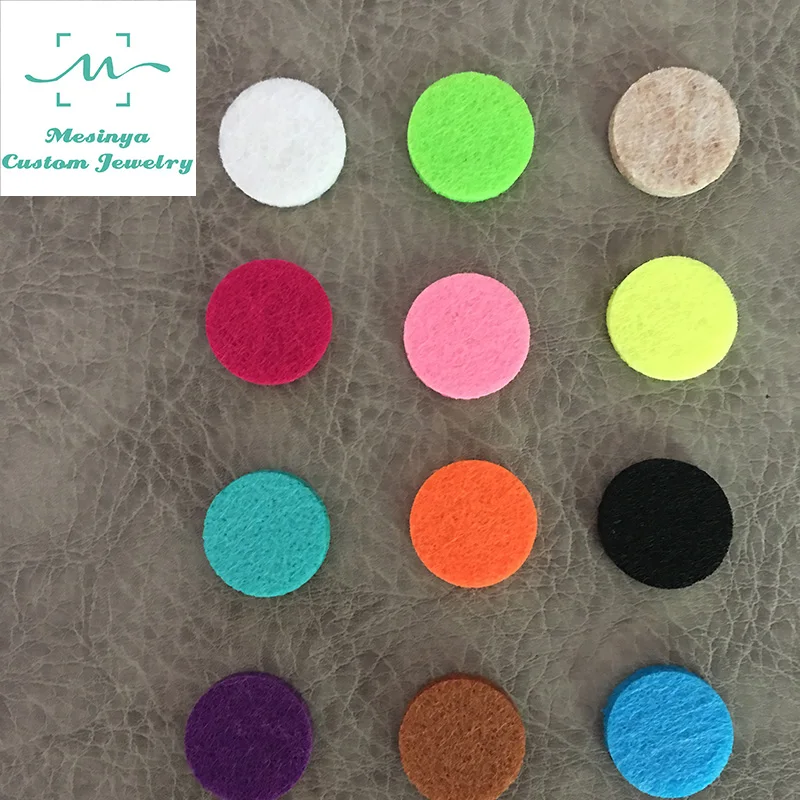 

240pcs 17.5mm 12 Colors mixed Essential Oils Diffuser felt pads for Locket pendant necklace Perfume Aroma Locket Replacement
