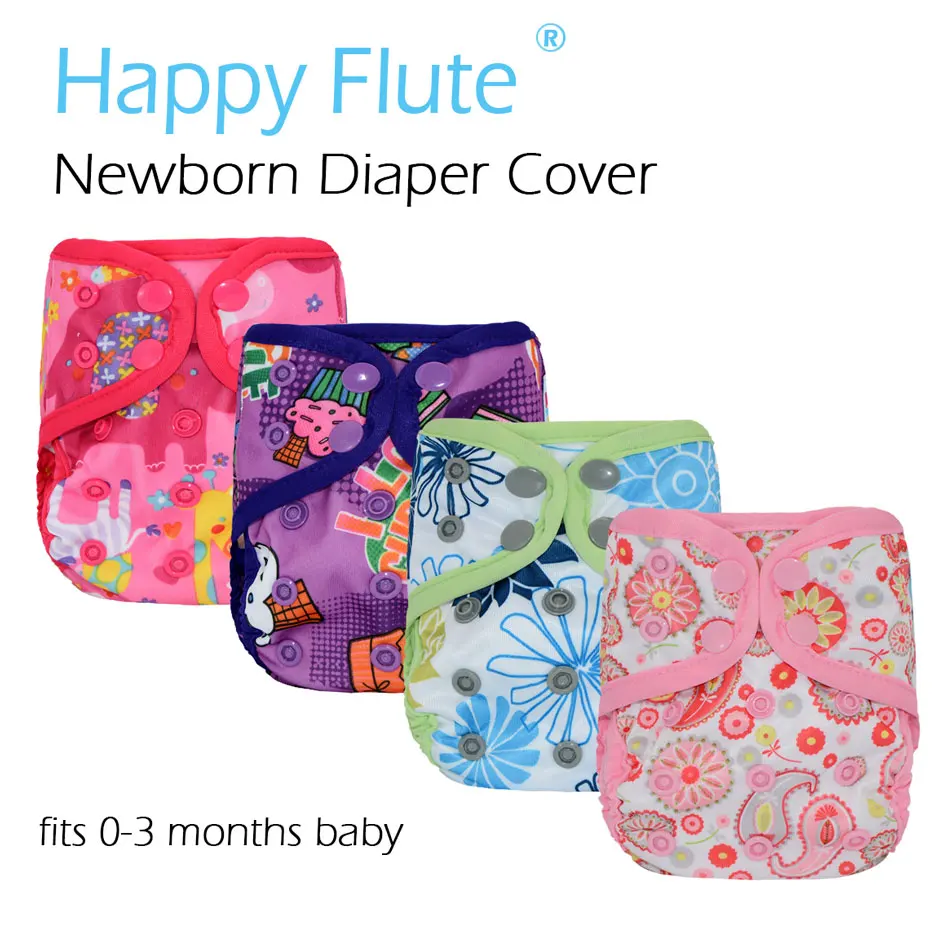 Happy Flute newborn snap cloth diaper cover for NB baby,double gussets