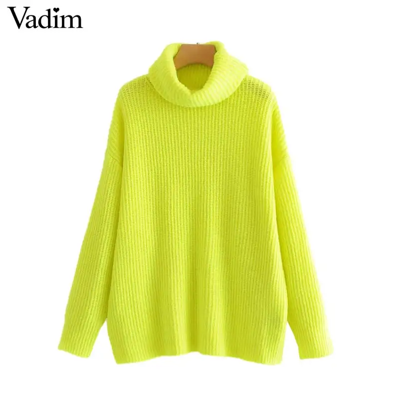 Vadim women turtleneck knitted loose sweater oversized warm thick long sleeve pullovers female casual chic tops HA086 Vadim women turtleneck knitted loose sweater oversized warm thick long sleeve pullovers female casual chic tops HA086