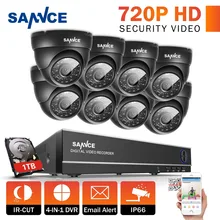 SANNCE Security Camera System 8CH TVL 720P AHD Weatherproof Outdoor CCTV Camera 8 channels Video Surveillance kits 1TB HDD