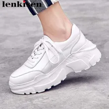 2019 new arrival full grain leather popular white sneakers high bottom platform lace up concise style woman vulcanized shoes L97