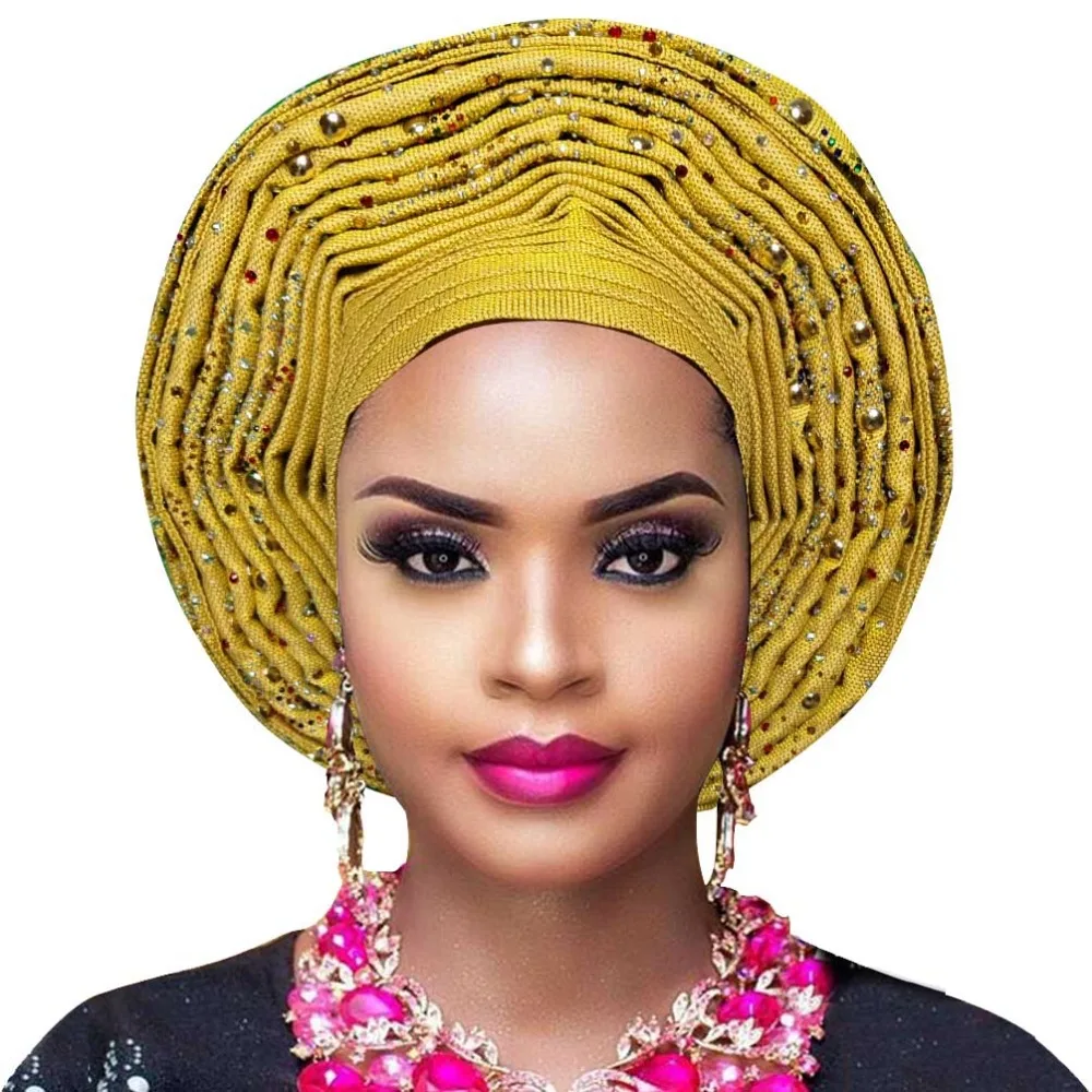 Aso oke gele Африканский головной убор нигерийский Авто геле женский свадебный тюрбан