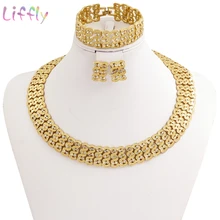 New Fashion African Women Golden wedding jewelry sets Dubai Vintage Crystal Necklaces Bracelet Ring Earrings Jewellery 2017 white crystal flower necklaces bracelet earrings set nigerian accessories wedding bead african costume free shippingabh016
