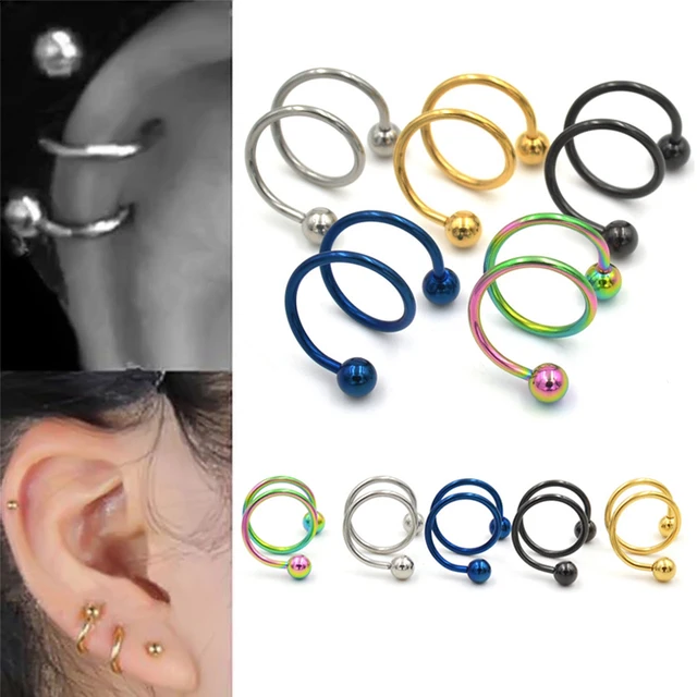 5 Colors Gauge 18g Ball Surgical Steel Double Spiral Twister Barbell 5 Colors Gauge 18g Ball Surgical Steel Double Spiral Twister Barbell Earring Ear Cartilage Rings Tragus