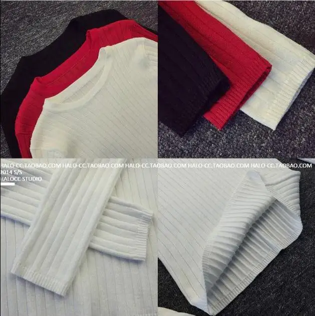 2017 Spring Autumn Tops Women O-neck Long Sleeve Sexy High Waist Sweater knitted Cropped knitwear Women Sweaters Pullovers 1307