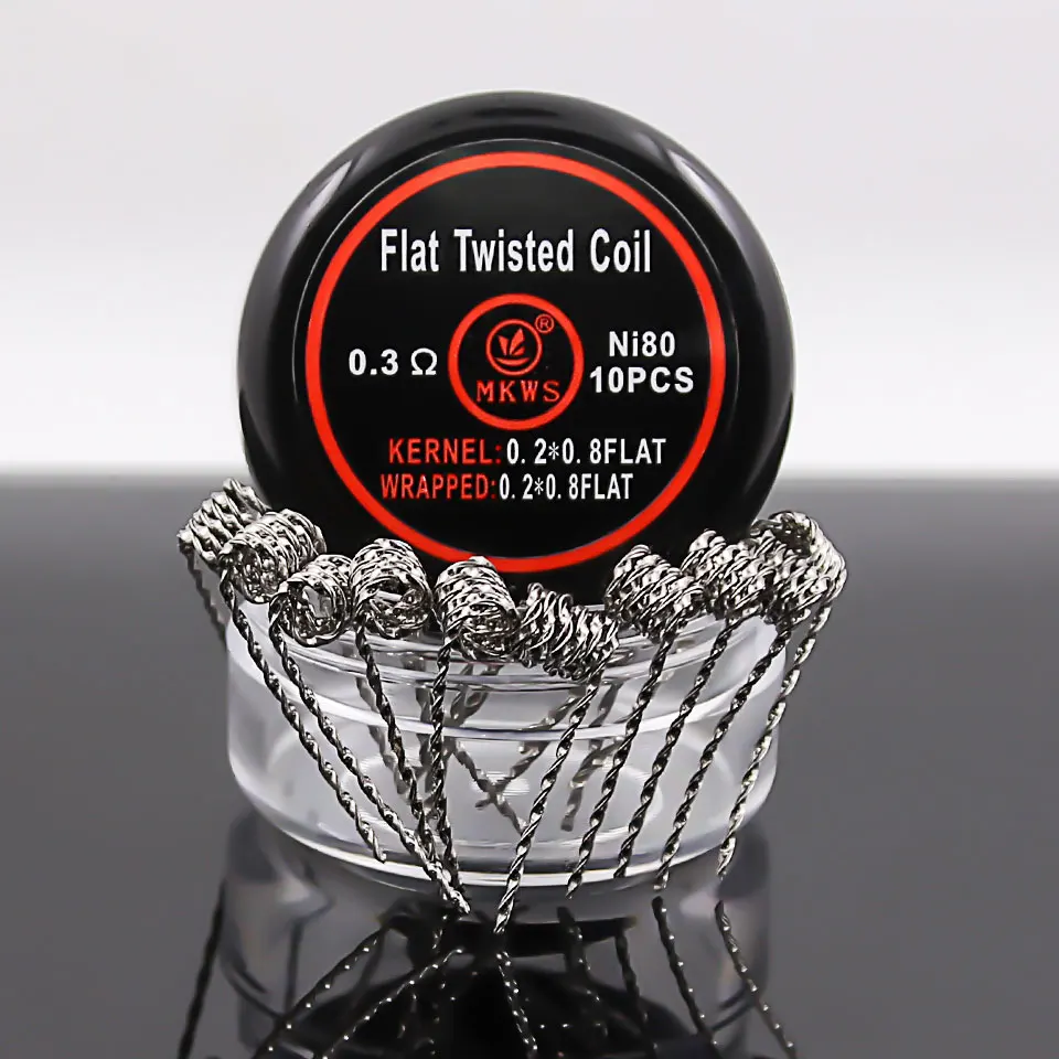 10 шт. MKWS Alien Clapton провода 0.25ohm плоская витая катушка 0.3ohm ni80 плоский clapton провод 0.6ohm 28ga 32ga для RDA RTA RDTA танк