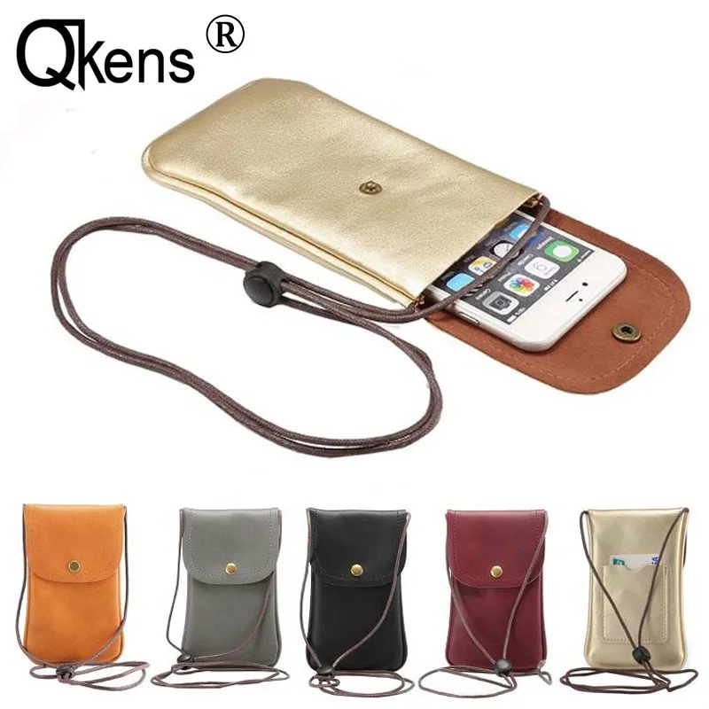 Универсальная Повседневная мини-сумка для телефона размером 5,5-6,0 дюйма, подвесная сумка-мессенджер на шею, сумка из искусственной кожи чехол с карманом и отделением для карт, сумка через плечо