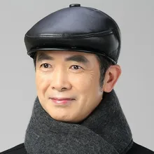 Мужские Козырьки Шляпы из искусственной кожи, мужские зимние теплые береты, мужская Кепка с защитой уха, утиный язык, передняя Кепка