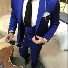 3 шт. королевский синий свадебные костюмы Slim Fit Одежда для жениха(куртка+ брюки жилет