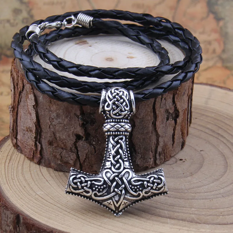 Dropshiping Huge Wolf Thor hammer necklace Mjolnir Viking Amulet Hammer Pendant Norse Jewelry with stainless steel chain