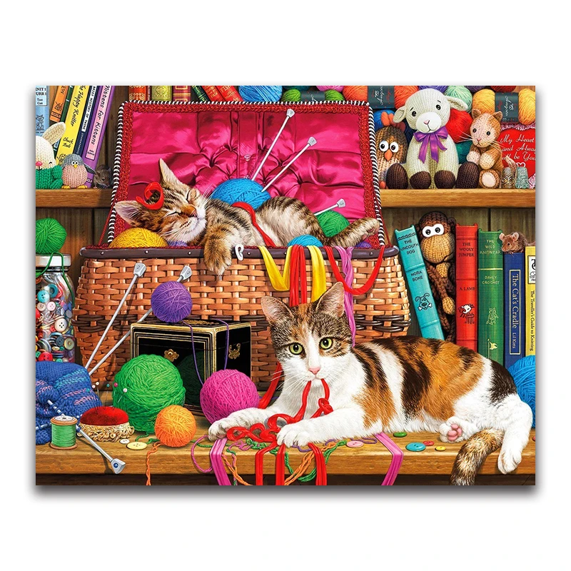 full square Diamond mosaic Cat family 3D DIY Diamond embroidery kitten Full round Diamond painting Cross stitch toy Home Decor
