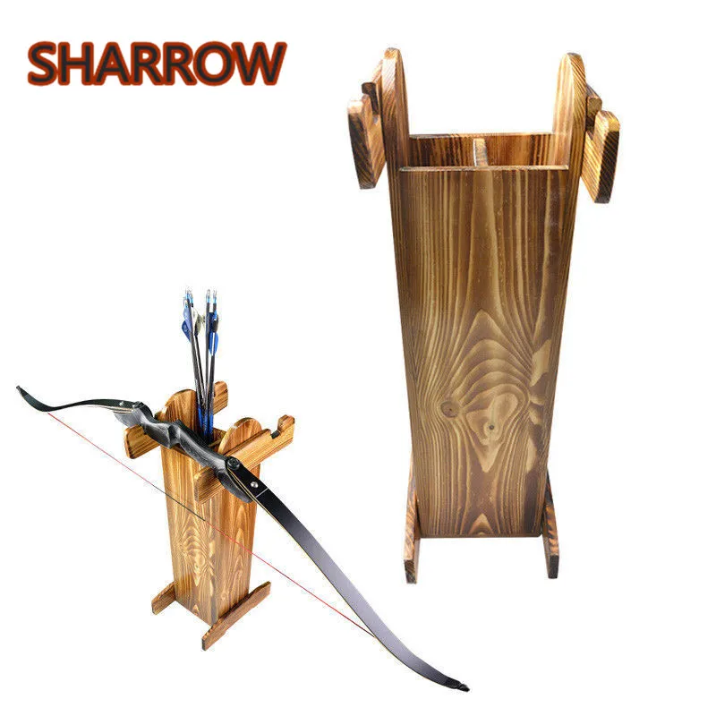 

Wooden Archery Bow Stand Arrows Holder Recurve Compound Longbow Crossbow Show Display Arrow Quiver Shooting Hunting Accessories