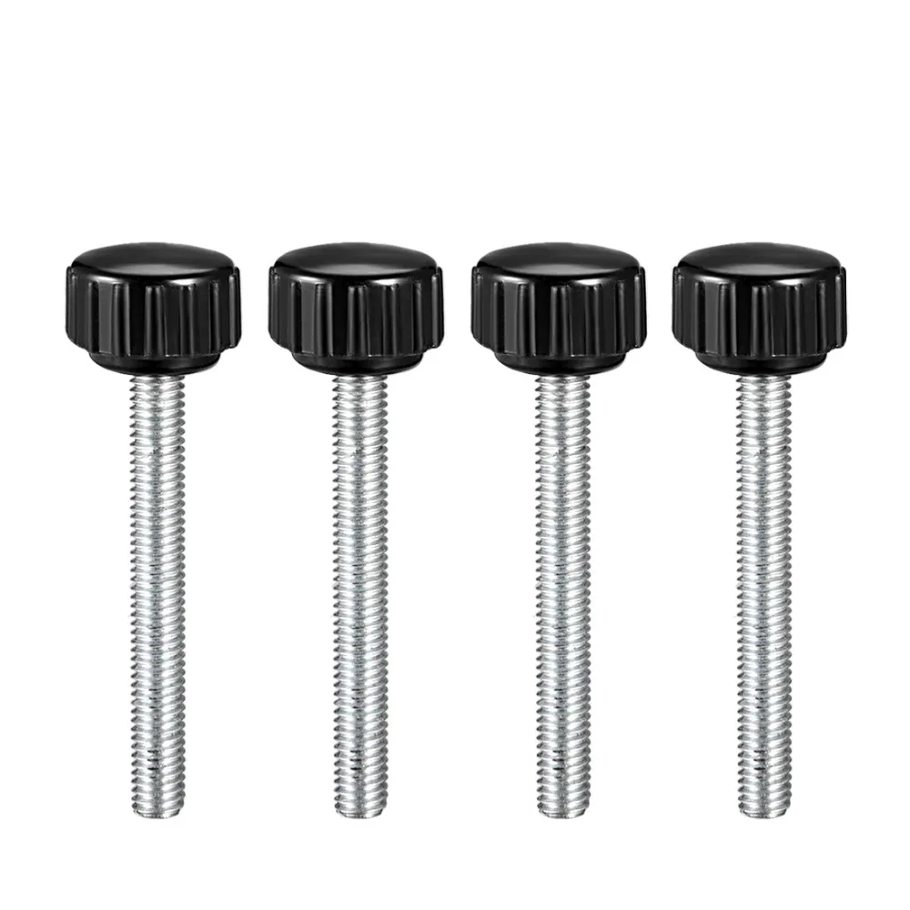 

Uxcell 4pcs/set M8 M4 M6 M5 Male Thread Knurled Clamping Nut Knob Straight Rounded Head Locking Knob Grip Lathe Machine Fitting
