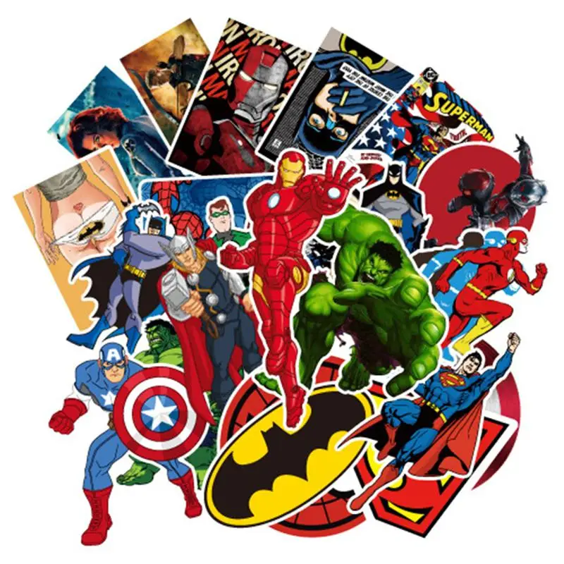30PC Stickers MARVEL Avengers Super Hero DC Vinyl Laptop Skateboard Guitar Decal