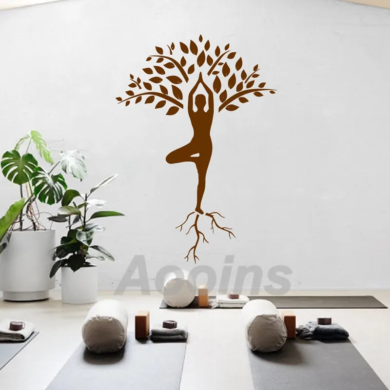 Yoga Meditation Tree  Art Wall Sticker Gym Home Decor