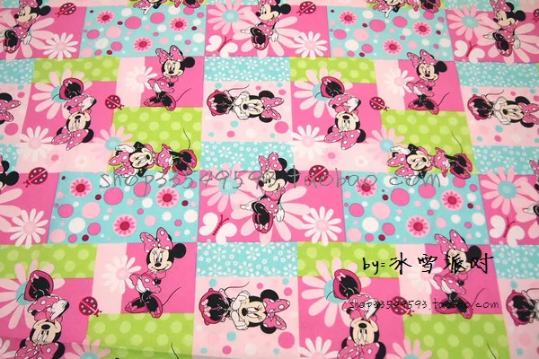 50*110 см мультфильм цветы Минни Маус шитье шелк лоскутное изделие из хлопчатобумажной ткани ткань комплект ткань тильда для Ткань для шитья для рукоделия