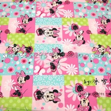 50*110 см мультфильм цветы Минни Маус шитье шелк лоскутное изделие из хлопчатобумажной ткани ткань комплект ткань тильда для Ткань для шитья для рукоделия