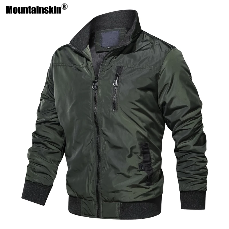 Мужская куртка с воротником стойкой Mountainskin однотонная Повседневная облегающая