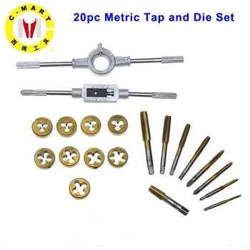 

20PCS Tap & Die Kits M3~M12 Straight Flute Hand Tap wrench Die wrench Holder Car Motorcycle Maintenance tools Tap Die Tools sets