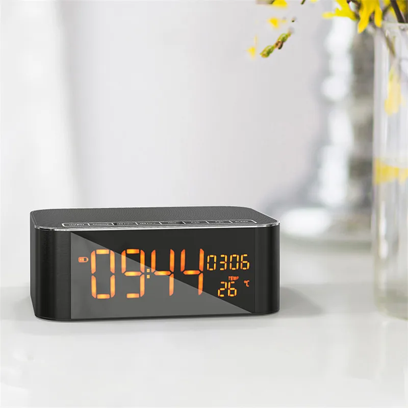 

LED Digital Display Alarm Clock Wireless Bluetooth Portable Speakers 2000mAh Battery Breath LED Lights Support 32GB SD Card