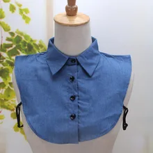 Женский свитер рубашка галстук хлопок полые кружева цветок поддельный съемный воротник Питер Пэн ложный воротник Стразы Кристалл джинсовые блузки