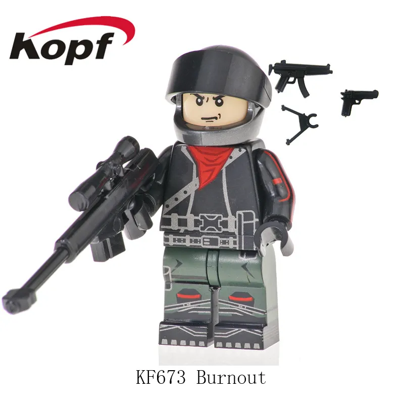 

Game night Burnout Building Blocks With Real Metal Weapon Action Figures Collection Bricks For Children Toys Gift KF673