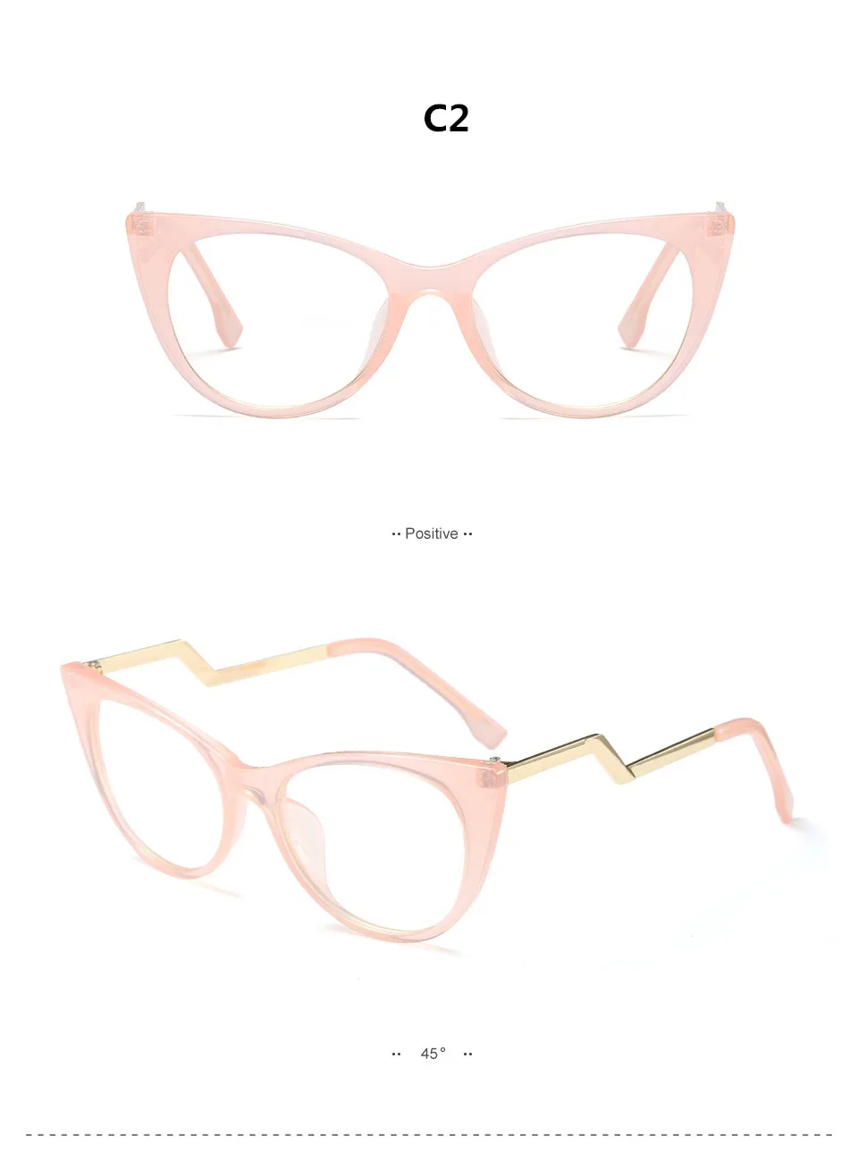 Бренд HUITUO дизайн винтажная круглая рамка большое лицо искусство плоское зеркало Женская мода кошачий глаз прозрачные очки поддельные очки - Цвет оправы: C2