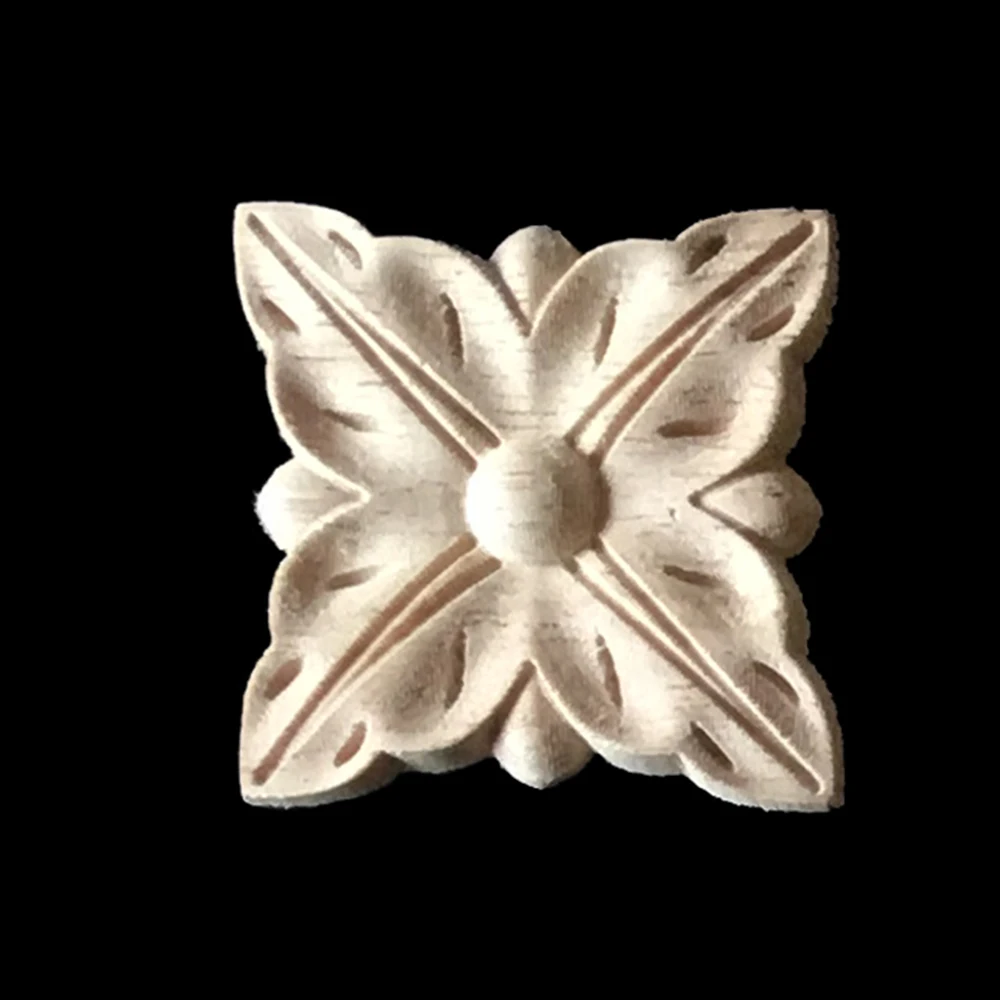 10PCS 5CM Flower Wood Carving Natural Wood Appliques for Furniture