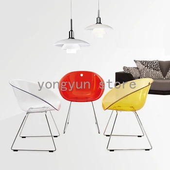 

Minimalist Modern Design Clear transparent plastic acrylic classic Dining Chair with Metal Leg Fashion Design Crystal Chairs