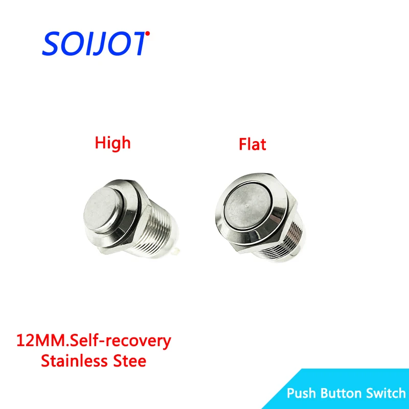 

1 PC self-reset Normally open waterproof pressing point, move 12mm flat metal button switch, flat head