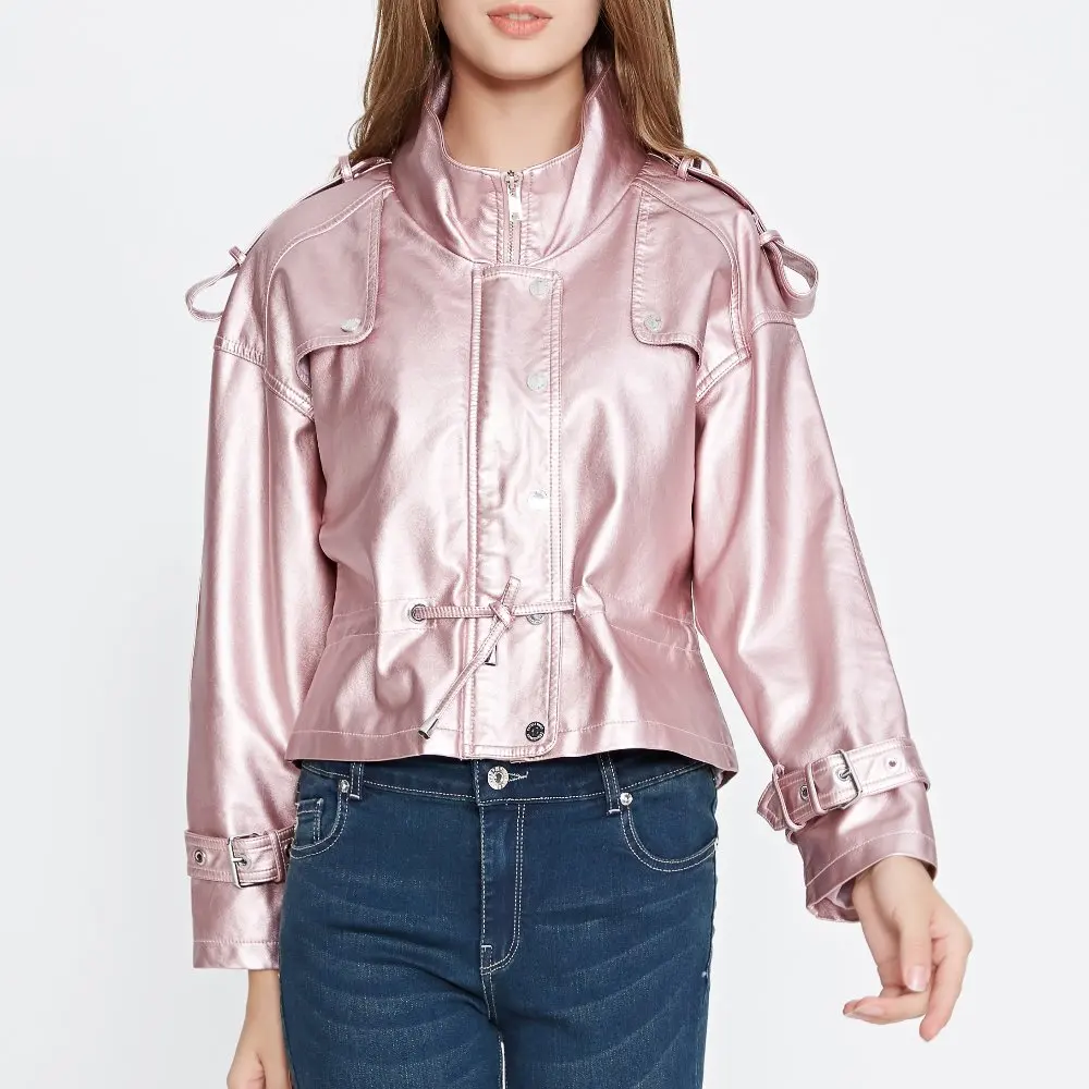 Куртка женская Байкерская из искусственной кожи|women faux leather jacket|motorcycle coatfaux jacket |