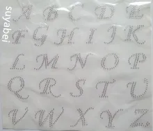 2pc/lot English letter sticker DIY LOGO Name hot fix rhinestones motif iron on transfer applique patches for shirt bag