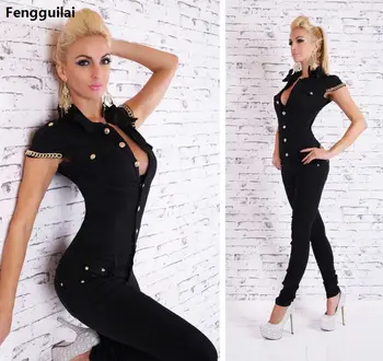 

Spring New Fashion Womens Single Button Dance Jumpsuits Sexy Ladies Slim Fit Hooded Casual Rompers Black Fast Shipping