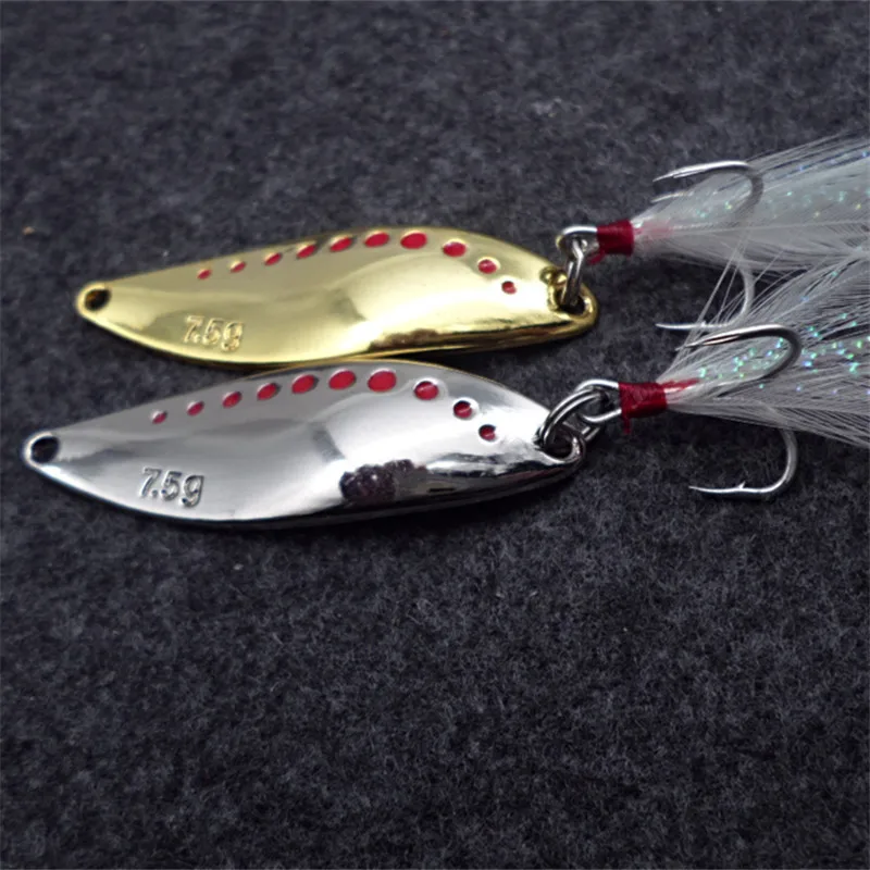 7.5g 10g 15g 20g  brand Fishing lure spoon Gold/Silver fishing bait spoon hard lures metal lure China free shipping
