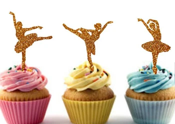 

glitter Ballerina Silhouette Cupcake Toppers sports event Party Picks baby shower wedding birthday toothpicks decor
